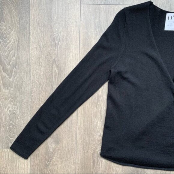 One Teaspoon Women's Sweater Merino Wool Deep V Wrap Surplice neckline Black XS - Picture 5 of 13